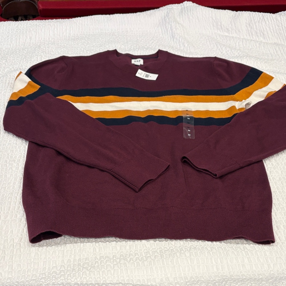 Men's GAP  Burgundy Striped Cotton Sweater